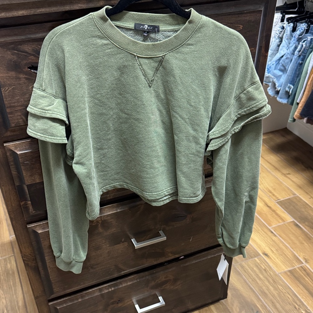 Olive Green Cropped Sweatshirt